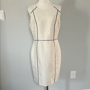 H&M Ivory Sheath Dress with Black Piping